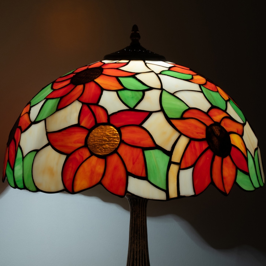 Brilagi - Candeeiro de mesa Tiffany em vitral SUNFLOWER 2xE27/60W/230V