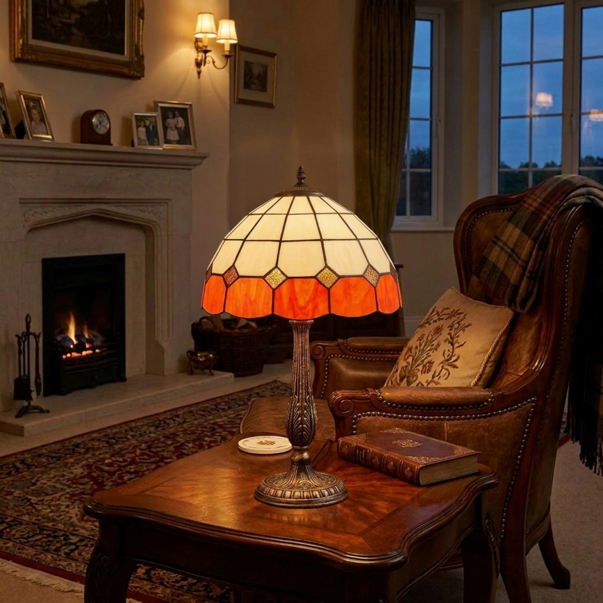 Brilagi - Candeeiro de mesa Tiffany SIENNA em vitral 2xE27/60W/230V