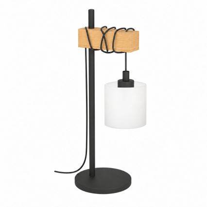 BRILAGI - Candeeiro de mesa WOOD GLASS 1xE27/40W/230V castanho/preto/branco