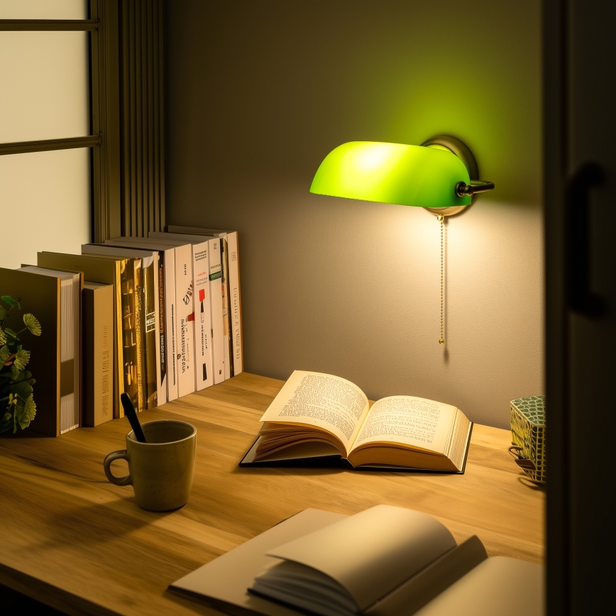 Brilagi - Candeeiro de parede BANK OFFICE 1xE27/60W/230V latão/verde