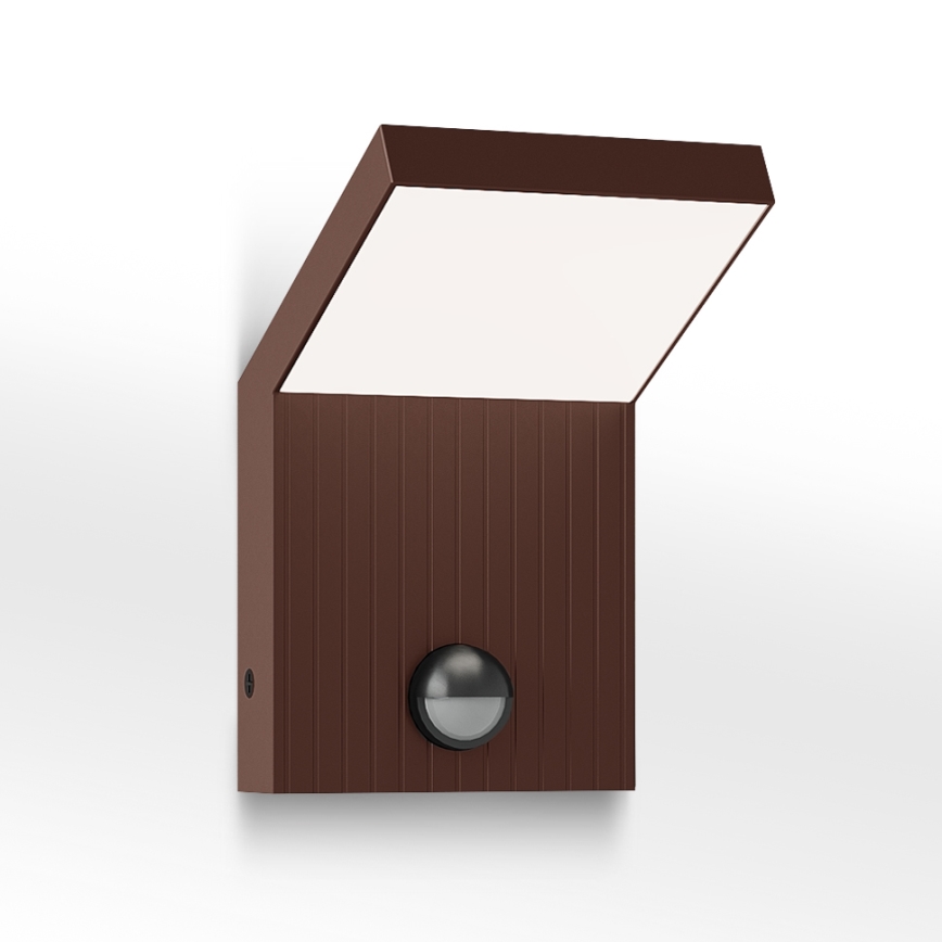 Brilagi - Luminária de parede LED para exterior com sensor RIANO LED/8W/230V castanha IP65
