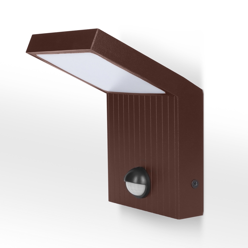 Brilagi - Luminária de parede LED para exterior com sensor RIANO LED/8W/230V castanha IP65