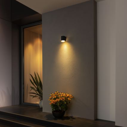 Brilagi - Arandela exterior LED RGBW dimerizável MATERA 1xGU10/4,8W/230V 3000K IP54 preta + comando remoto