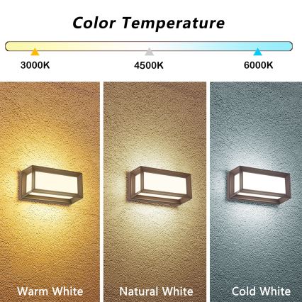 BRILAGI - Aplique de parede exterior LED PARKER LED/12W/230V 3000/4500/6000K castanho IP44