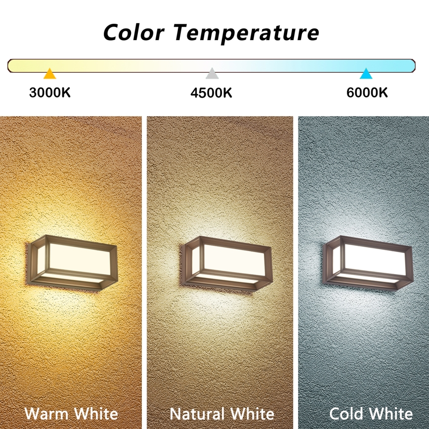 BRILAGI - Aplique de parede exterior LED PARKER LED/12W/230V 3000/4500/6000K castanho IP44