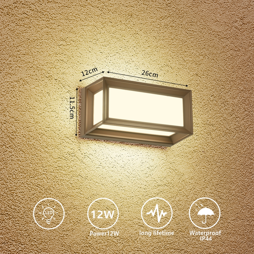 BRILAGI - Aplique de parede exterior LED PARKER LED/12W/230V 3000/4500/6000K castanho IP44
