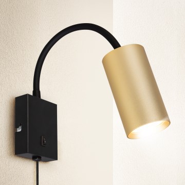 Brilagi - Candeeiro de parede flexível com interruptor SELE 1xGU10/30W/230V preto/dourado