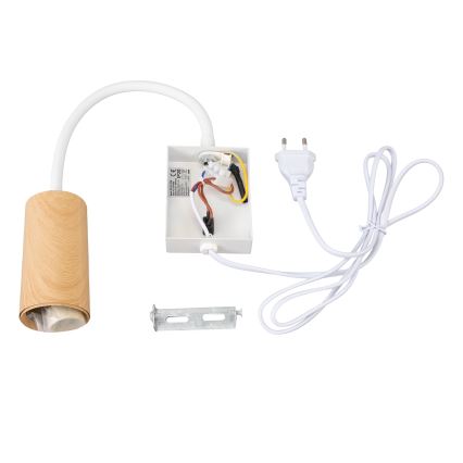 Brilagi - Aplique de parede flexível com interruptor SELE 1xGU10/30W/230V branco/acabamento carvalho