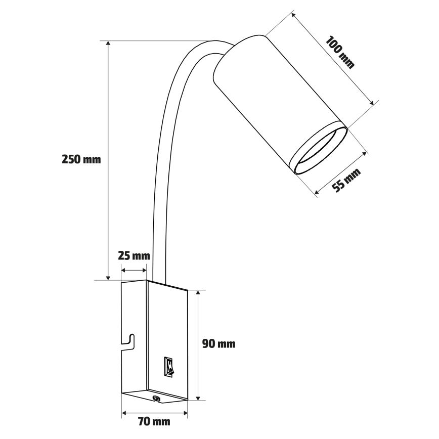 Brilagi - Aplique de parede flexível com interruptor SELE 1xGU10/30W/230V branco/acabamento carvalho
