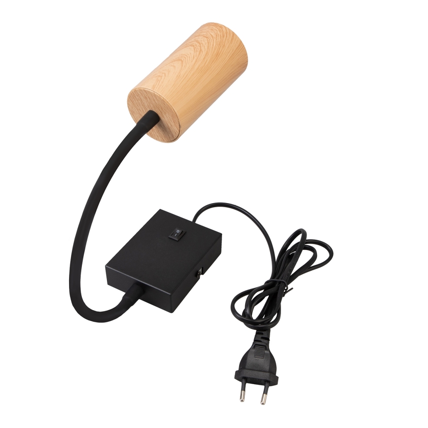 Brilagi - Aplique de parede flexível com interruptor SELE 1xGU10/30W/230V preto/acabamento em carvalho