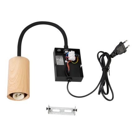 Brilagi - Aplique de parede flexível com interruptor SELE 1xGU10/30W/230V preto/acabamento em carvalho