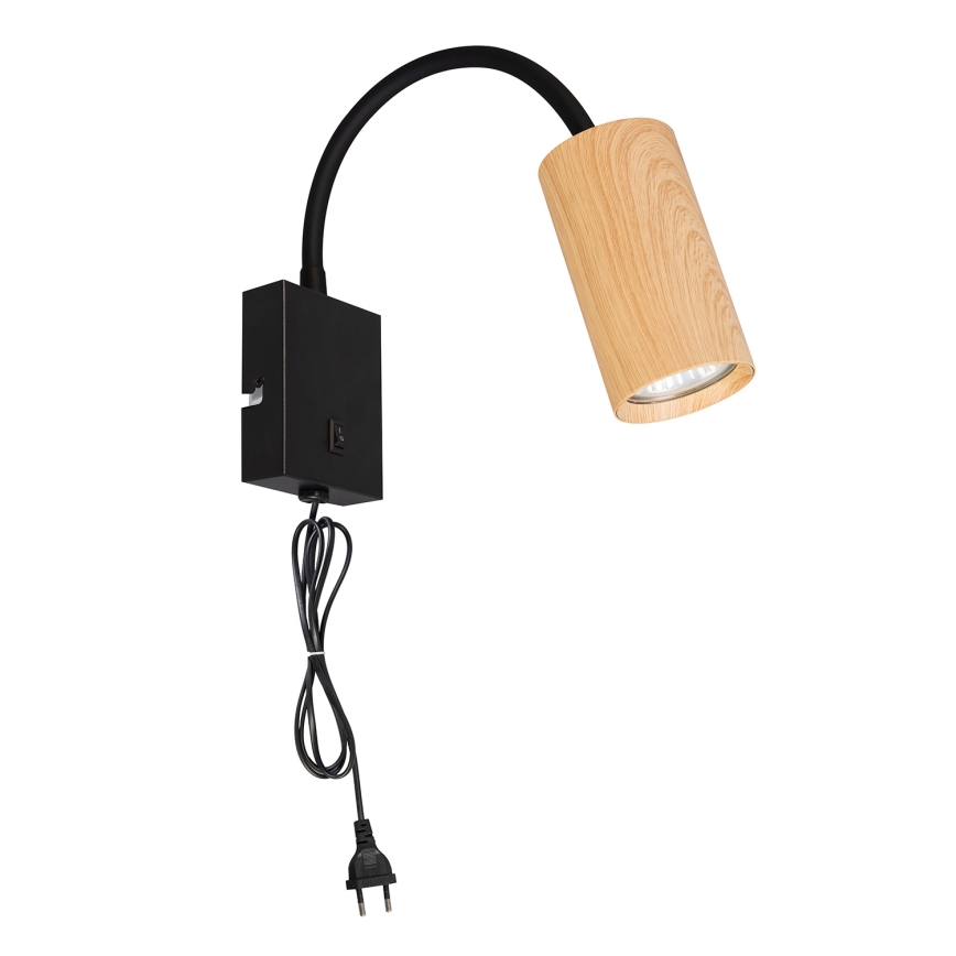 Brilagi - Candeeiro de parede flexível SELE 1xGU10/30W/230V preto/decoração em carvalho