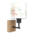 Brilagi - Candeeiro de parede infantil BOBO WOOD 1xE27/25W/230V carvalho/preto/branco/animais