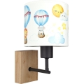 Brilagi - Candeeiro de parede infantil BOBO WOOD 1xE27/25W/230V carvalho/preto/branco/animais