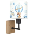 Brilagi - Candeeiro de parede infantil BOBO WOOD 1xE27/25W/230V carvalho/preto/branco/azul/ursinhos
