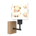 Brilagi - Candeeiro de parede infantil BOBO WOOD 1xE27/25W/230V carvalho/preto/branco/ursinhos