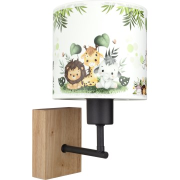 Brilagi - Candeeiro de parede infantil BOBO WOOD 1xE27/25W/230V carvalho/preto/branco/verde/selva