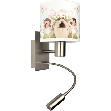 Brilagi - Candeeiro de parede infantil flexível LED BOBO 1xE27/25W/230V + LED/3W cromado mate/branco/rosa/fadas