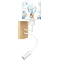Brilagi - Candeeiro de parede infantil flexível LED BOBO WOOD 1xE27/25W/230V + LED/3W carvalho/branco/azul/ursinhos