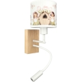 Brilagi - Candeeiro de parede infantil flexível LED BOBO WOOD 1xE27/25W/230V + LED/3W carvalho/branco/rosa/fadas