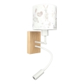 Brilagi - Candeeiro de parede infantil LED flexível BOBO WOOD 1xE27/25W/230V + LED/3W carvalho/branco/coelhinhos