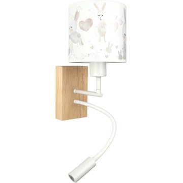 Brilagi - Candeeiro de parede infantil LED flexível BOBO WOOD 1xE27/25W/230V + LED/3W carvalho/branco/coelhinhos