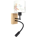 Brilagi - Candeeiro de parede infantil LED flexível BOBO WOOD 1xE27/25W/230V + LED/3W carvalho/preto/branco/motivos de animais