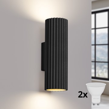 Brilagi - Candeeiro de parede LED CRESTO 2xGU10/10W/230V 20 cm preto