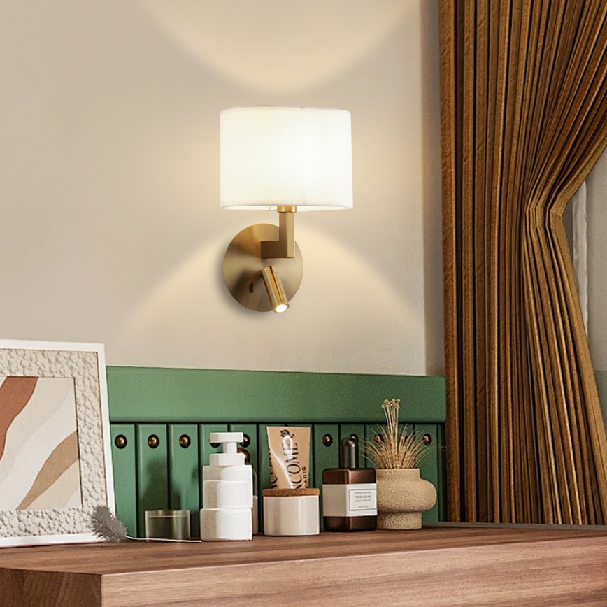 Brilagi - Candeeiro de parede LED DAYA 1xE14/40W/230V + LED/3W creme/dourado