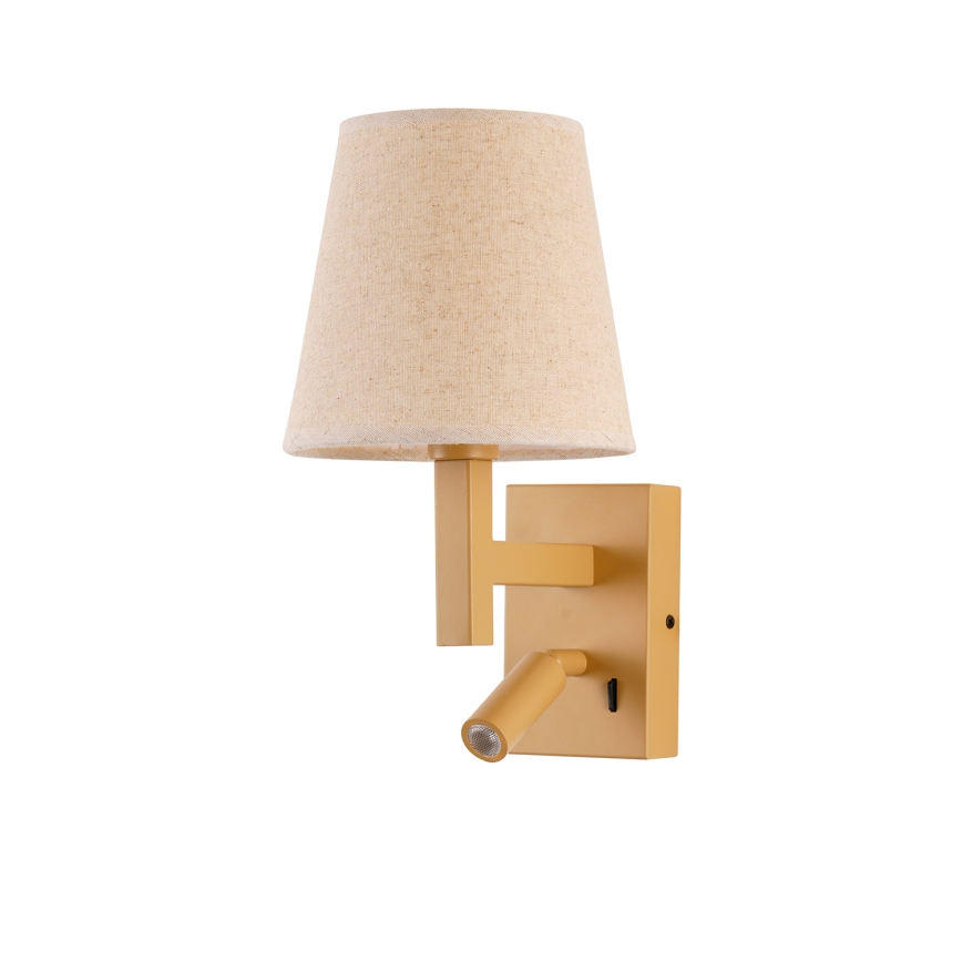 Brilagi - Candeeiro de parede LED DEYA 1xE14/40W/230V + LED/3W linho/dourado