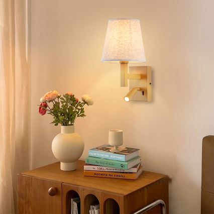 Brilagi - Candeeiro de parede LED DEYA 1xE14/40W/230V + LED/3W linho/dourado