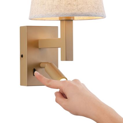 Brilagi - Candeeiro de parede LED DEYA 1xE14/40W/230V + LED/3W linho/dourado