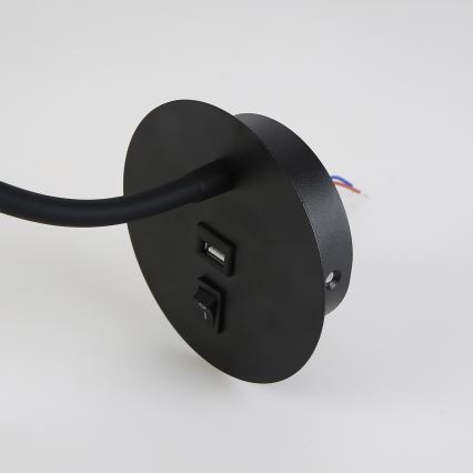Brilagi - Candeeiro de parede LED flexível com porta USB MAYA LED/3W/230V 4000K preto/dourado