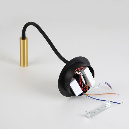 Brilagi - Candeeiro de parede LED flexível com porta USB MAYA LED/3W/230V 4000K preto/dourado