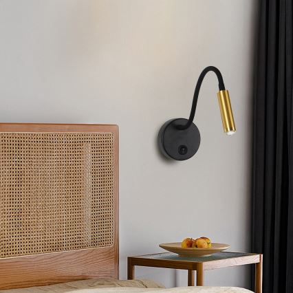 Brilagi - Candeeiro de parede LED flexível com regulação MAYA 1xG9/4W/230V preto/dourado 2700-6500K Wi-Fi Tuya