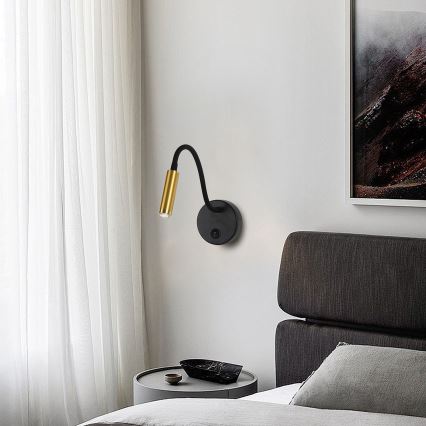 Brilagi - Candeeiro de parede LED flexível com regulação MAYA 1xG9/4W/230V preto/dourado 2700-6500K Wi-Fi Tuya