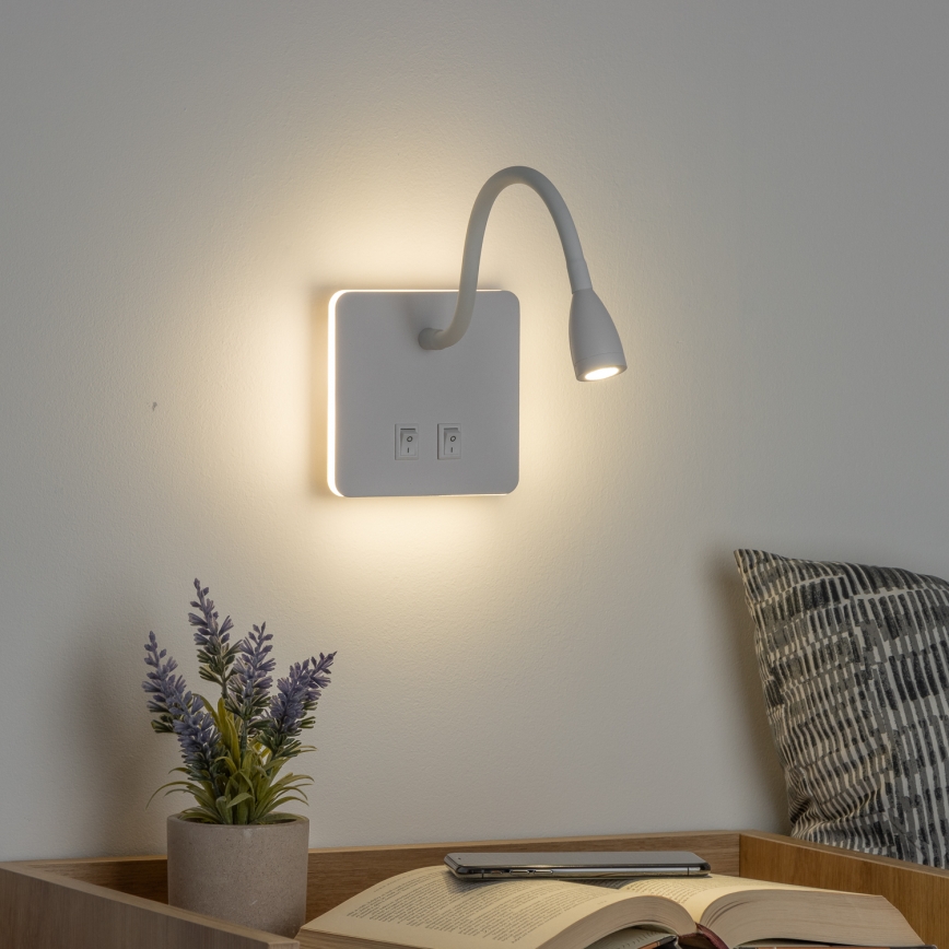 Brilagi - Candeeiro de parede LED flexível MAYA Double LED/4W/230V + LED/3W branco