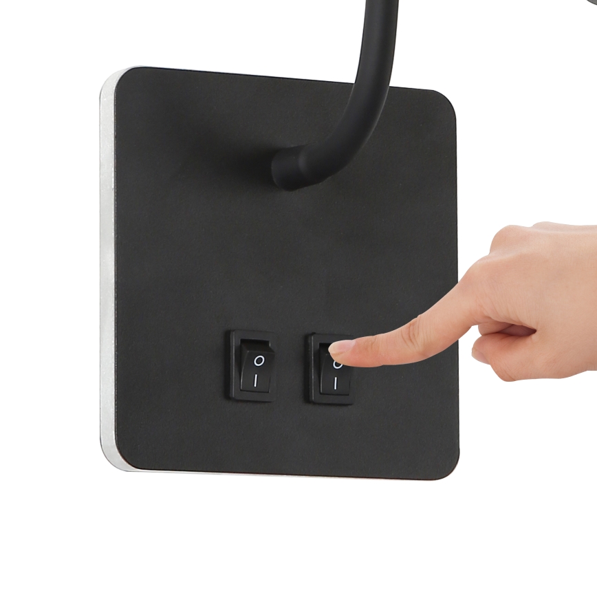 Brilagi - Candeeiro de parede LED flexível MAYA Double LED/4W/230V + LED/3W preto