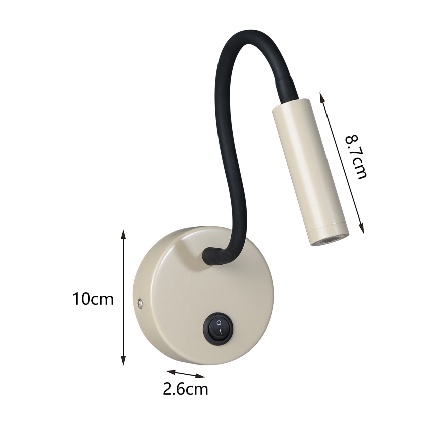 Brilagi - Candeeiro de parede LED flexível MAYA LED/3W/230V 4000K bege