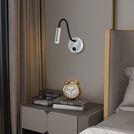 Brilagi - Candeeiro de parede LED flexível MAYA LED/3W/230V 4000K prateado