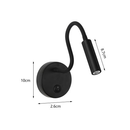 Brilagi - Candeeiro de parede LED flexível MAYA LED/3W/230V 4000K preto