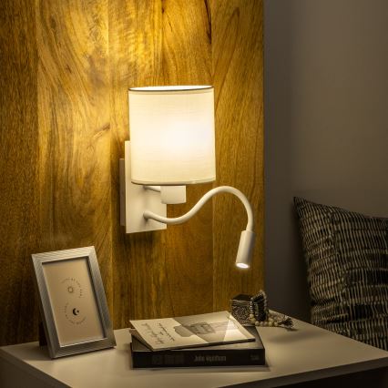 Brilagi - Candeeiro de parede LED flexível NUBILA 1xE27/25W/230V + LED/3W branco