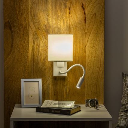 Brilagi - Candeeiro de parede LED flexível NUBILA 1xE27/25W/230V + LED/3W branco