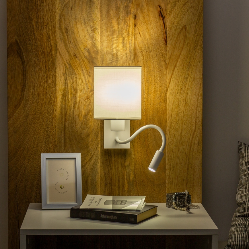 Brilagi - Candeeiro de parede LED flexível NUBILA 1xE27/25W/230V + LED/3W branco