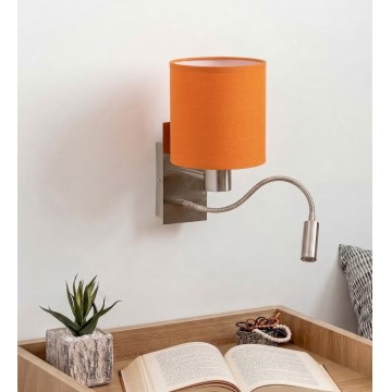 Brilagi - Candeeiro de parede LED flexível NUBILA 1xE27/25W/230V + LED/3W cromo mate/laranja