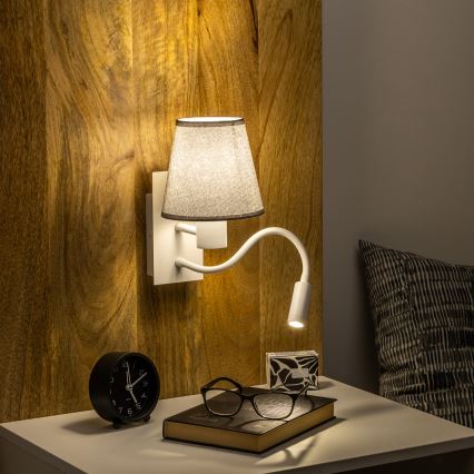 Brilagi - LED Candeeiro de parede flexível NUBILA 1xE27/25W/230V + LED/3W branco/cinzento