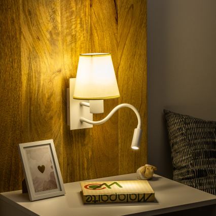 Brilagi - LED Candeeiro de parede flexível NUBILA 1xE27/25W/230V + LED/3W branco/creme