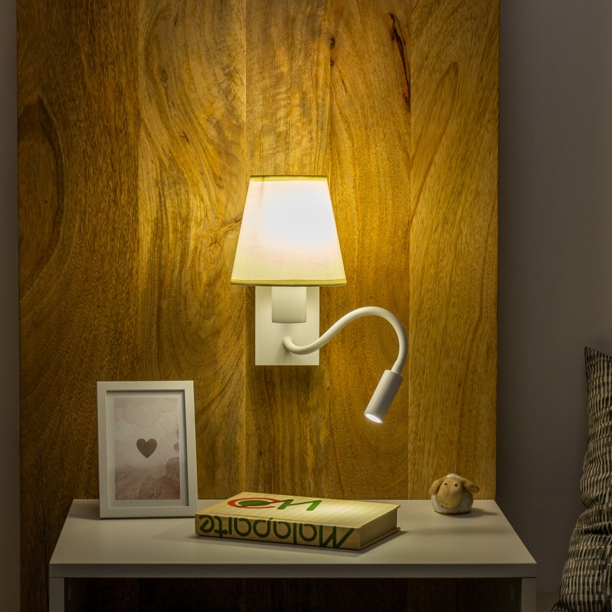 Brilagi - LED Candeeiro de parede flexível NUBILA 1xE27/25W/230V + LED/3W branco/creme