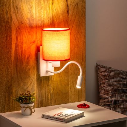 Brilagi - LED Candeeiro de parede flexível NUBILA 1xE27/25W/230V + LED/3W branco/vermelho