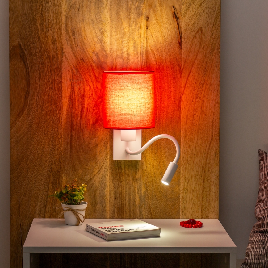 Brilagi - LED Candeeiro de parede flexível NUBILA 1xE27/25W/230V + LED/3W branco/vermelho